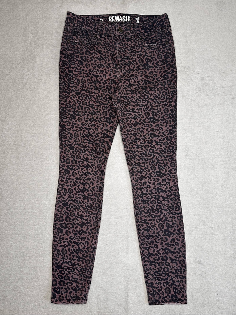 Rewash Women's Black and Brown Leopard Skinny Jeans